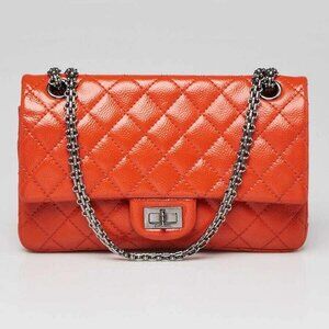 Chanel Orange 2.55 Reissue Quilted Patent Caviar Leather 225 Bag